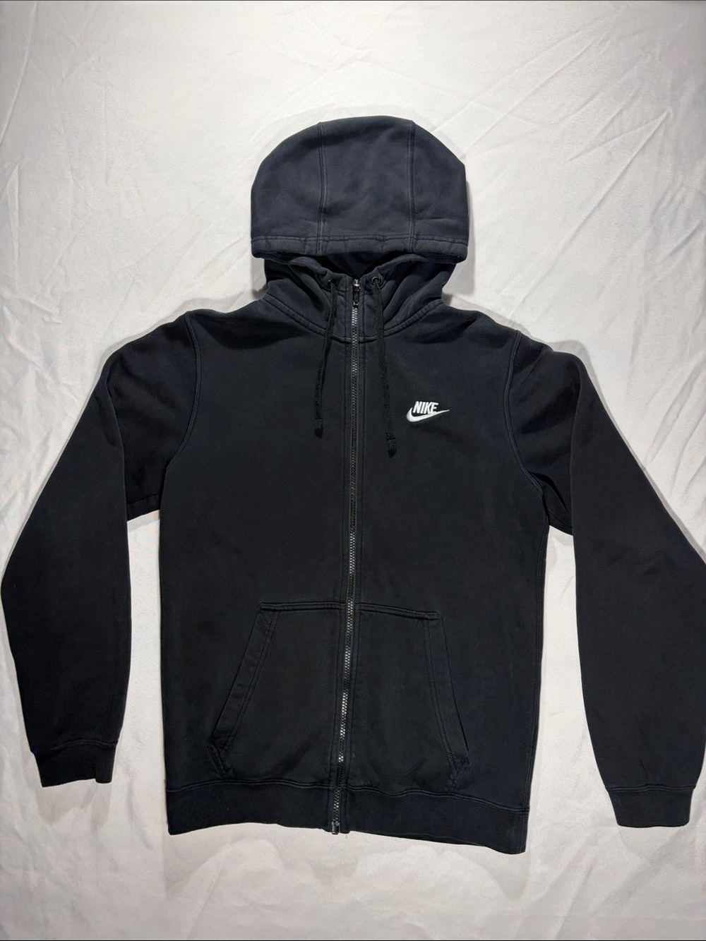 Nike Black Men's Full-Zip Hoodie with White Logo